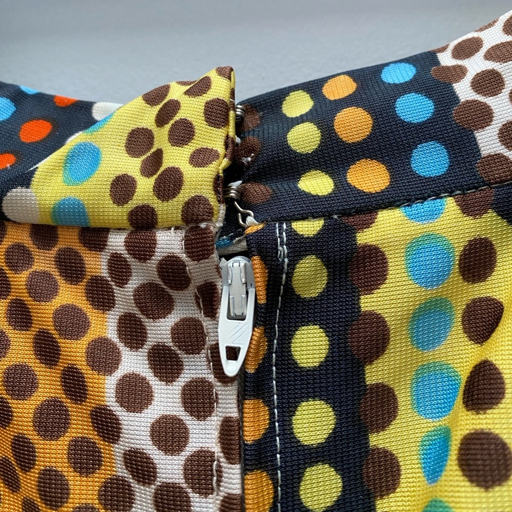 Vintage - Incredible 1970’s Maxi Dot Print Colourful Geometric Skirt by MALBE - Picture 9 of 14